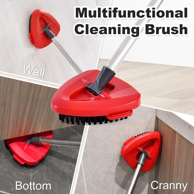 GFRED 4 Part Stainless Steel Spin Mop Handles, Mop Base & Upgrade Scrub Brush Combo for Ocedar EasyWring 1 Tank Spin Mop System, Mop Handle Mop Base & Brush Set for O Cedar Mop, Universal Thin Screw Joints - Image 5